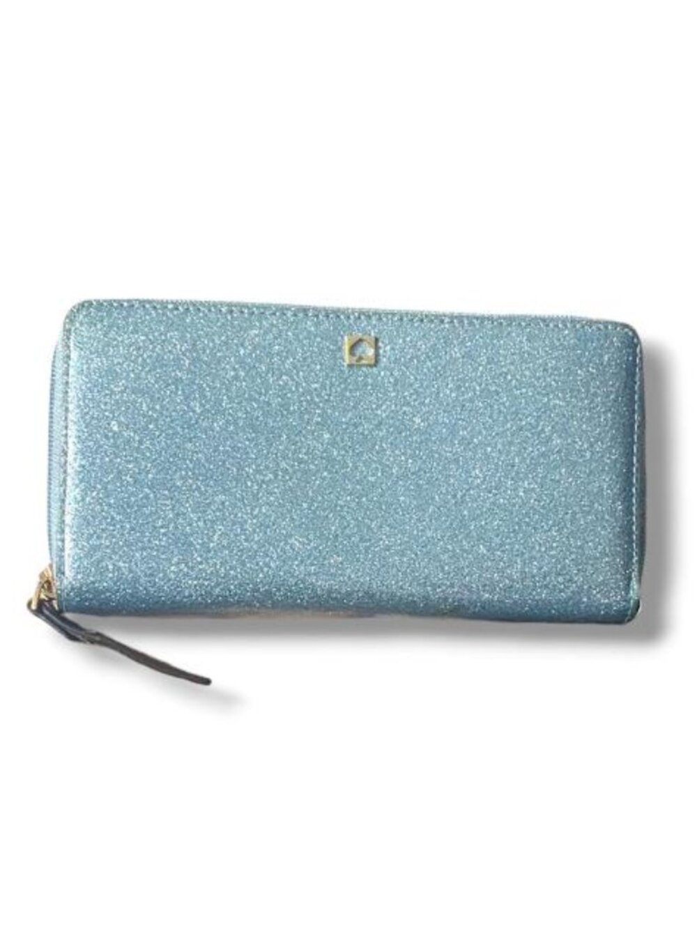 Kate Spade Blue Metallic Patent Leather Credit Card Coin Wallet Organizer